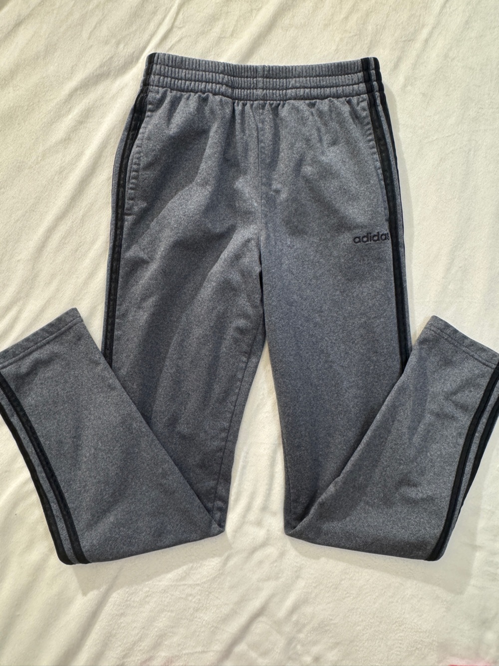 Adidas Kids Gray Athletic Sweat Pants with Black Stripe